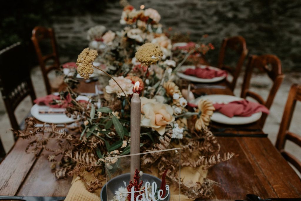 centre table mariage fleur automnal sauvage