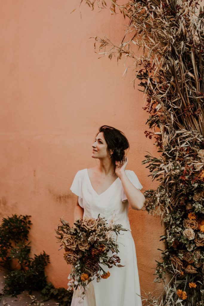 inspiration mariage terracotta flamenco fleurs séchées palmier