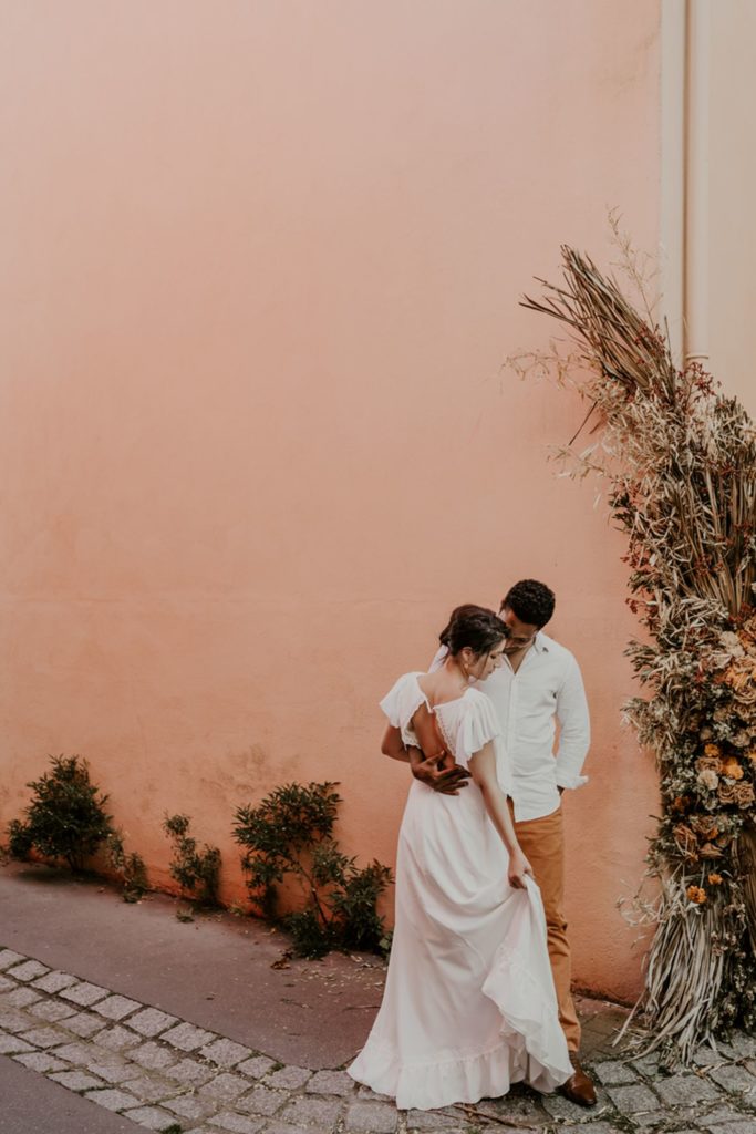 inspiration mariage terracotta flamenco fleurs séchées palmier