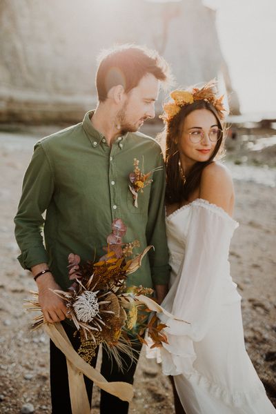 elopement mariage fleurs sechees etretat Gabriel conover