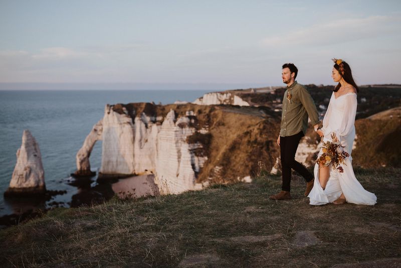 elopement mariage fleurs sechees etretat Gabriel conover