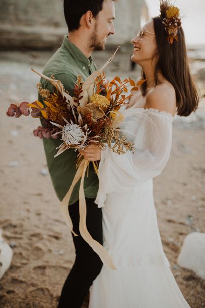 elopement mariage fleurs sechees etretat Gabriel conover