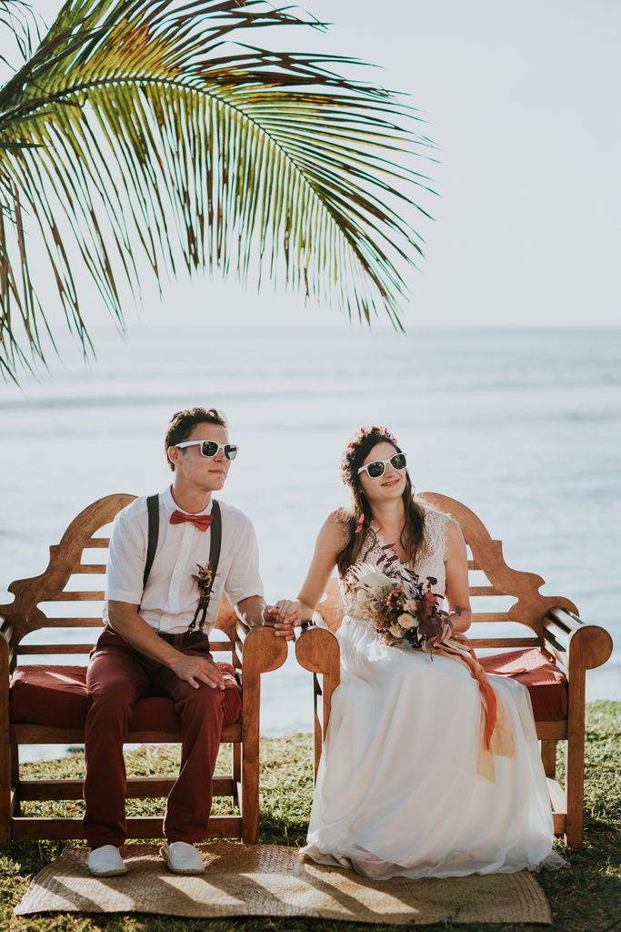 mariage plage fleurs sechees