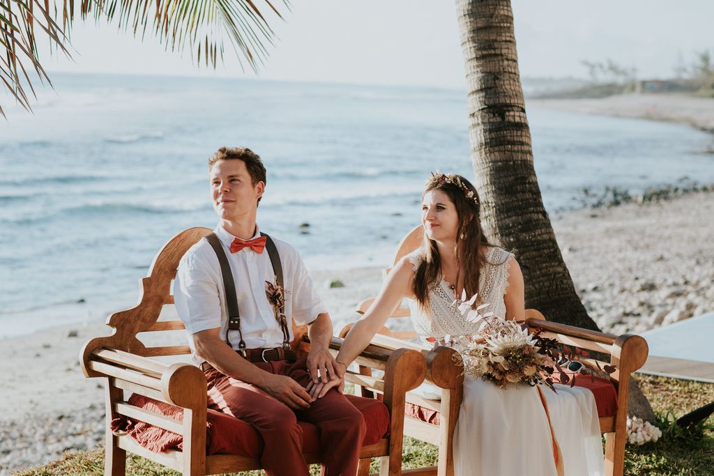 mariage plage fleurs sechees