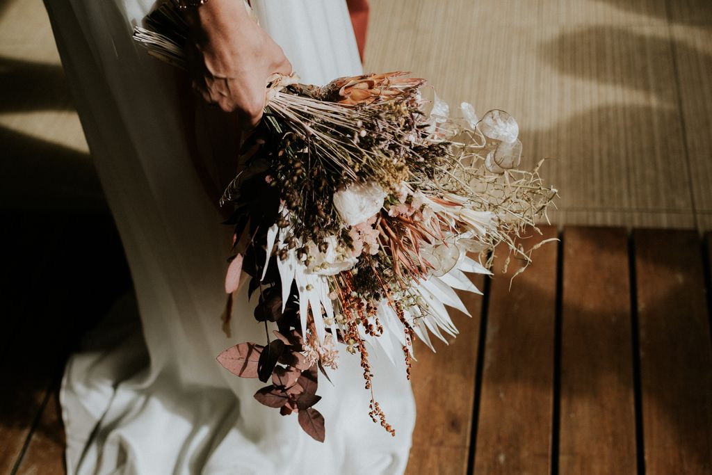 mariage plage fleurs sechees