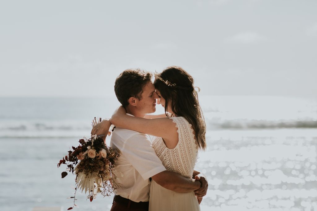 mariage plage fleurs sechees