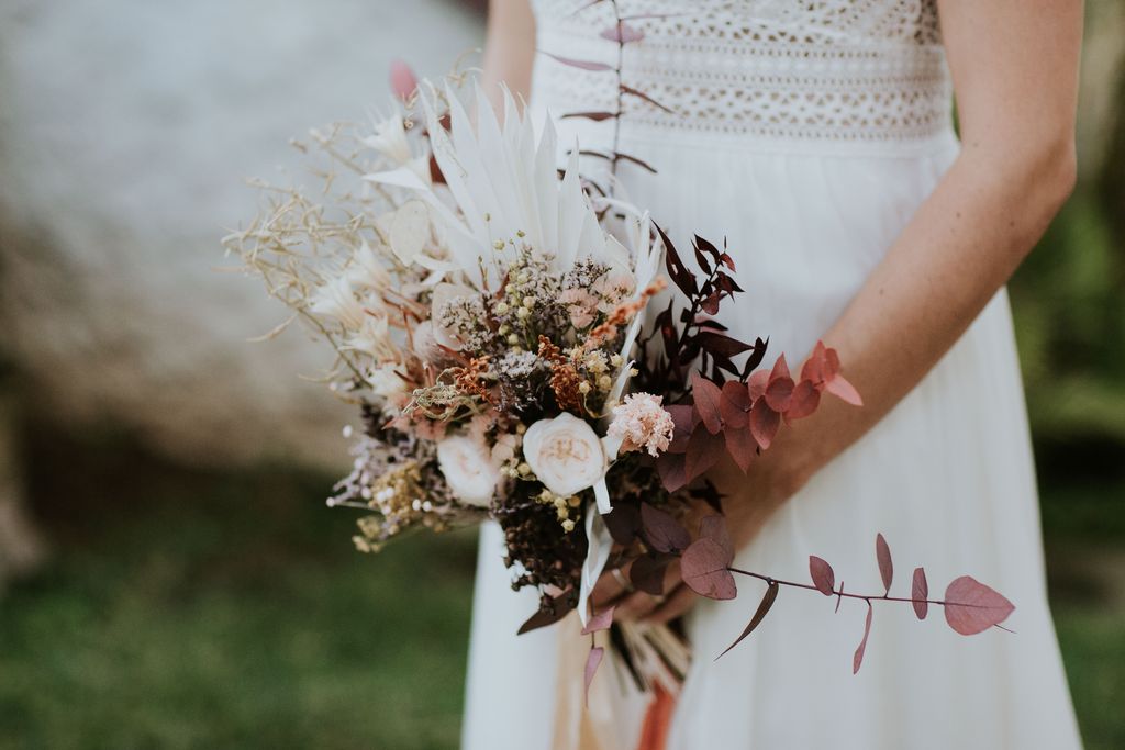 mariage plage fleurs sechees