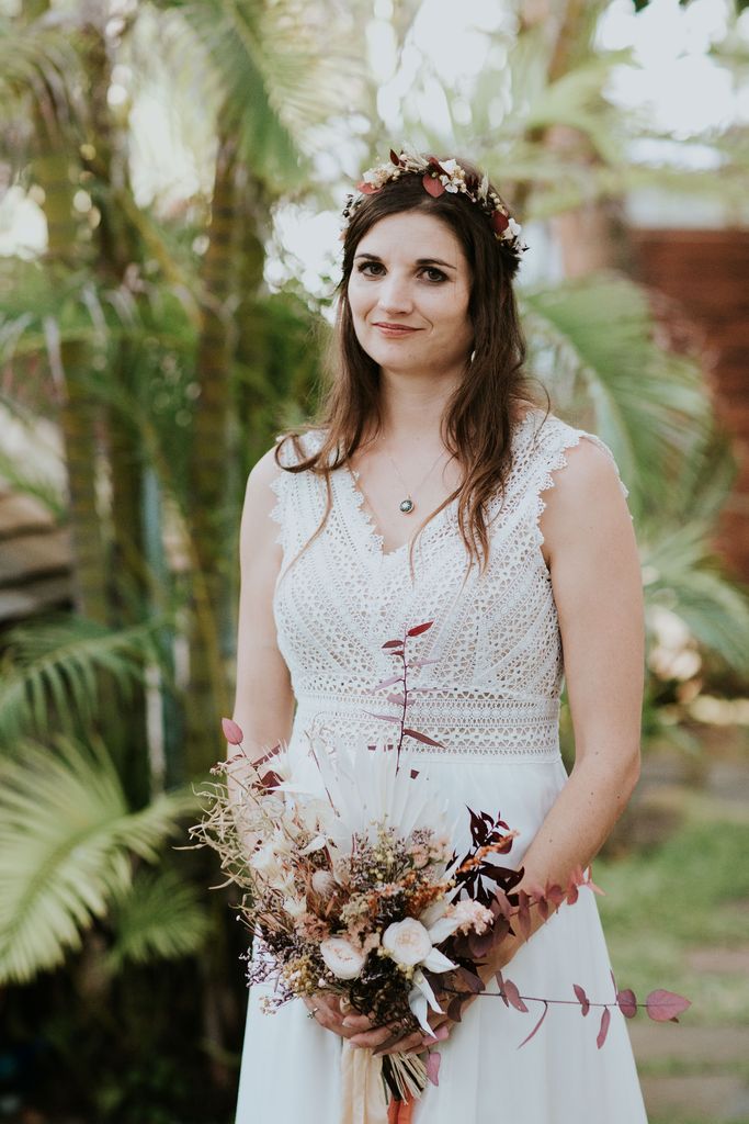 mariage plage fleurs sechees