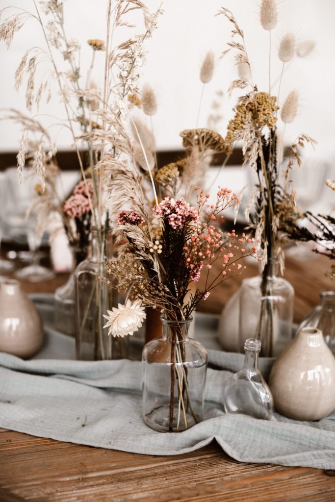 centre de table mariage fleurs sechees