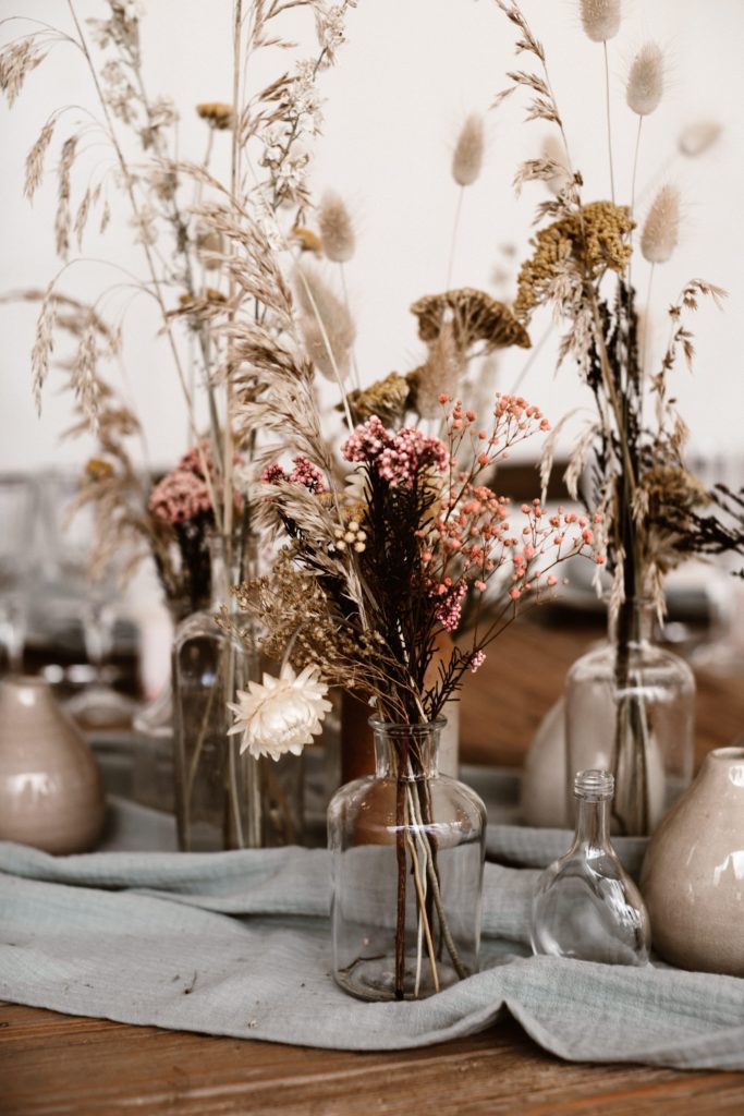 centre de table mariage fleurs sechees