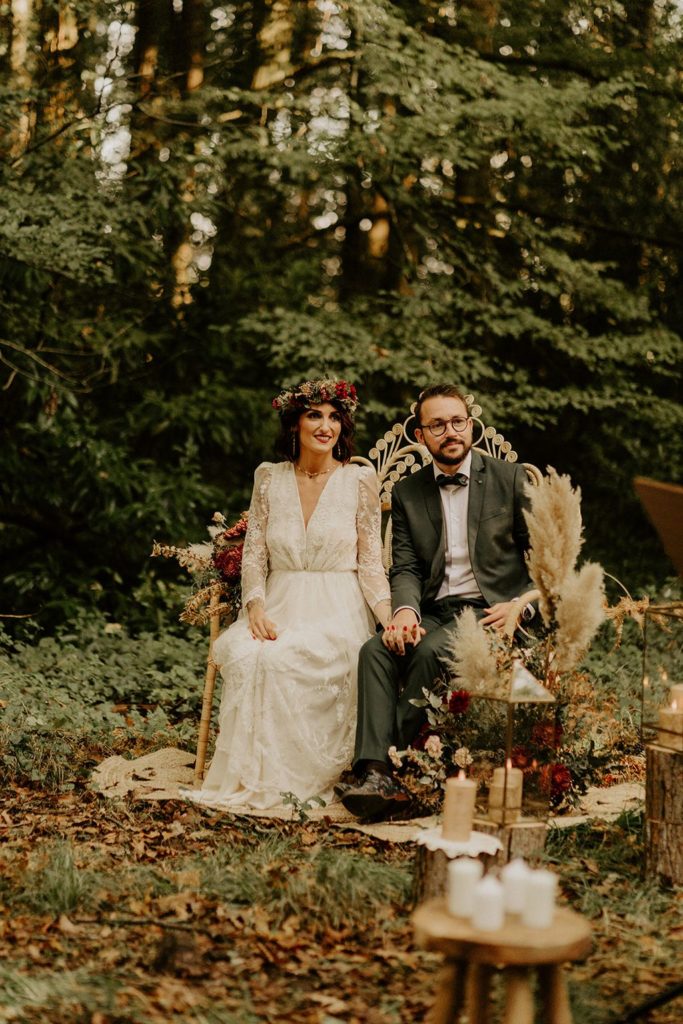 mariage elopement foret automne