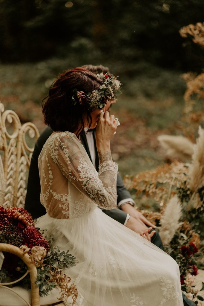 mariage elopement foret automne