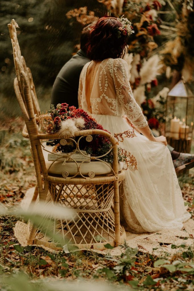 mariage elopement foret automne