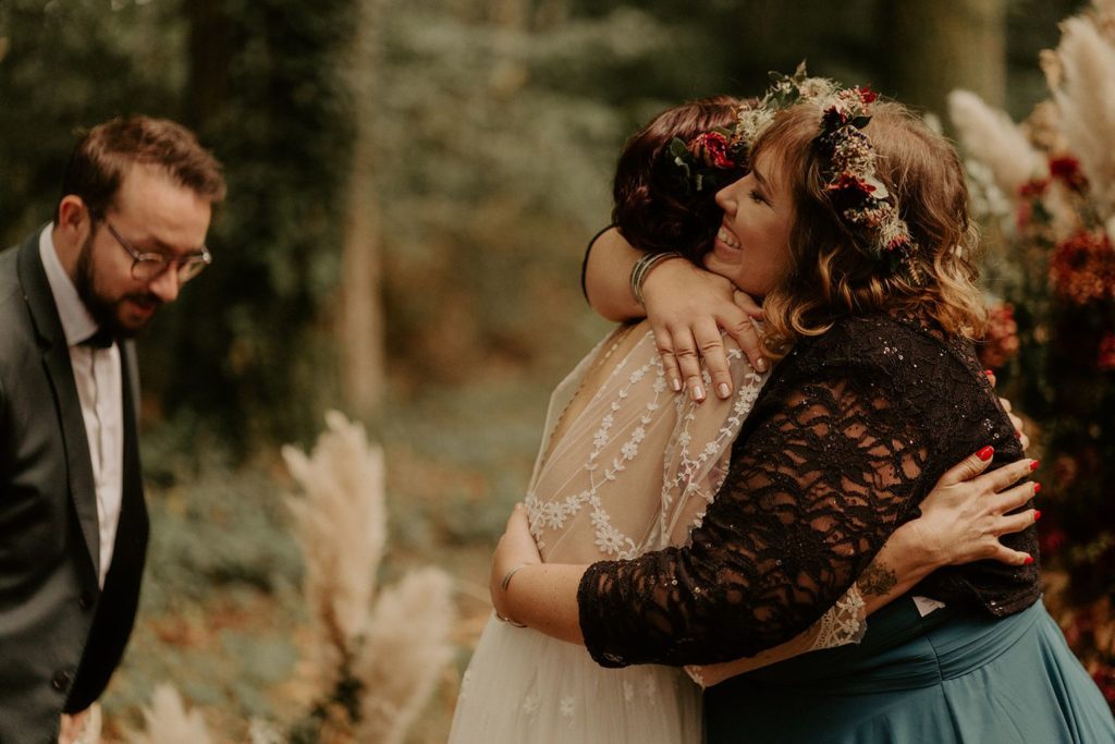 mariage elopement foret automne