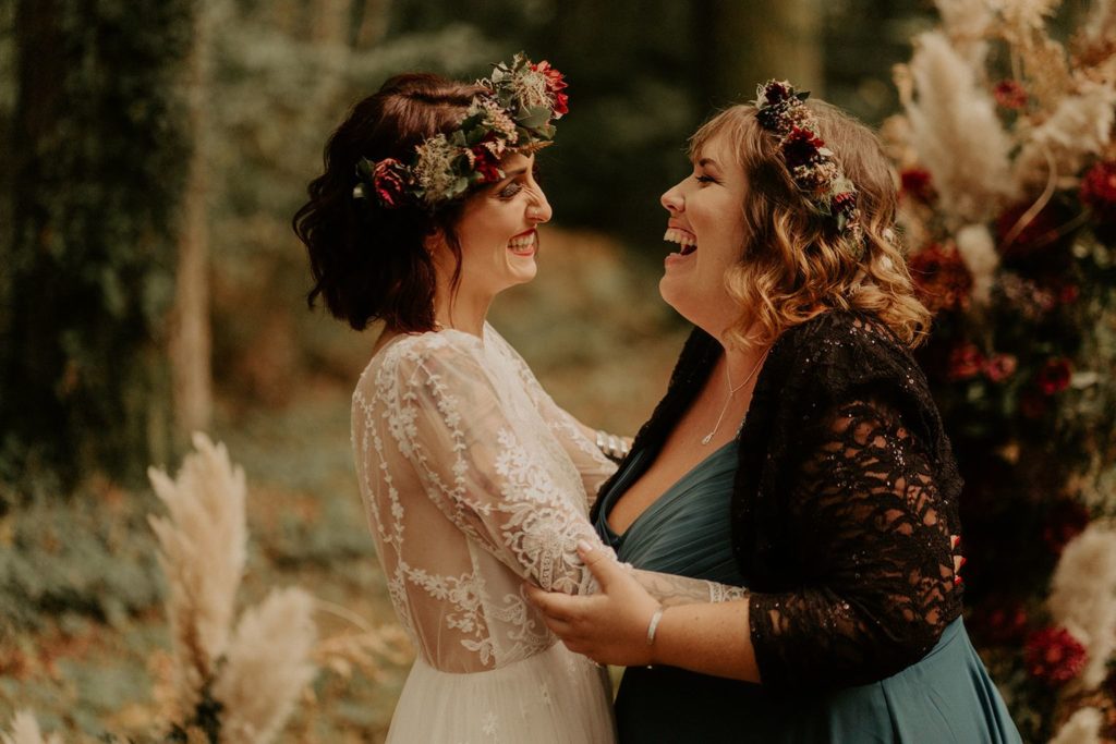 mariage elopement foret automne