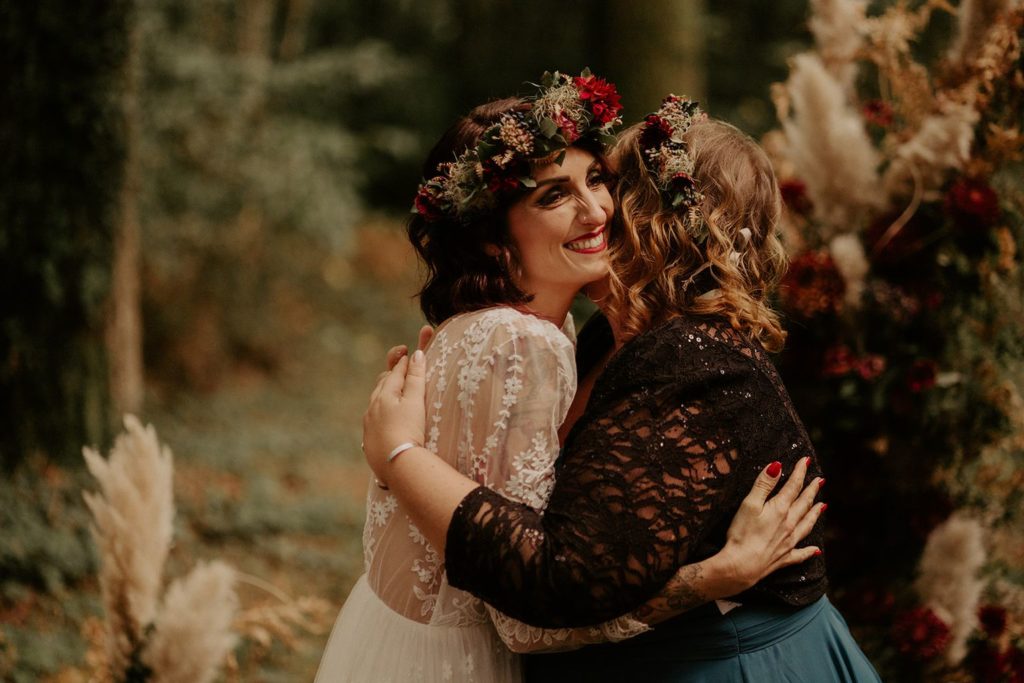 mariage elopement foret automne