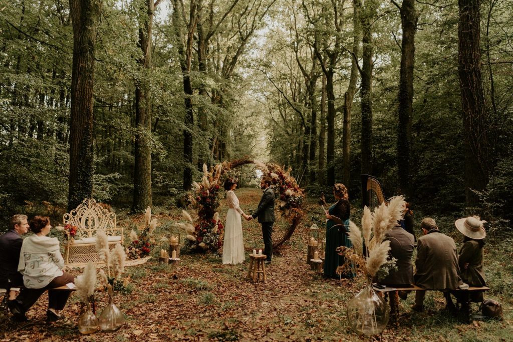 mariage elopement foret automne