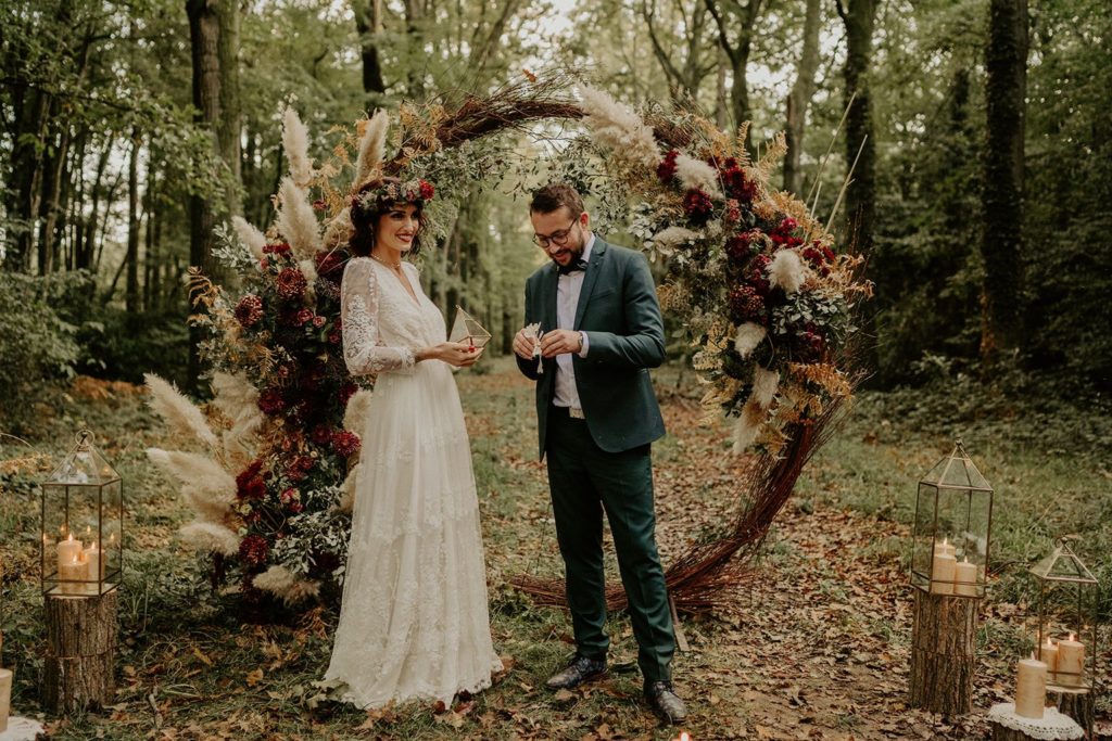 mariage elopement foret automne