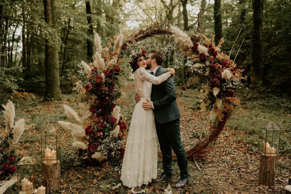 mariage elopement foret automne