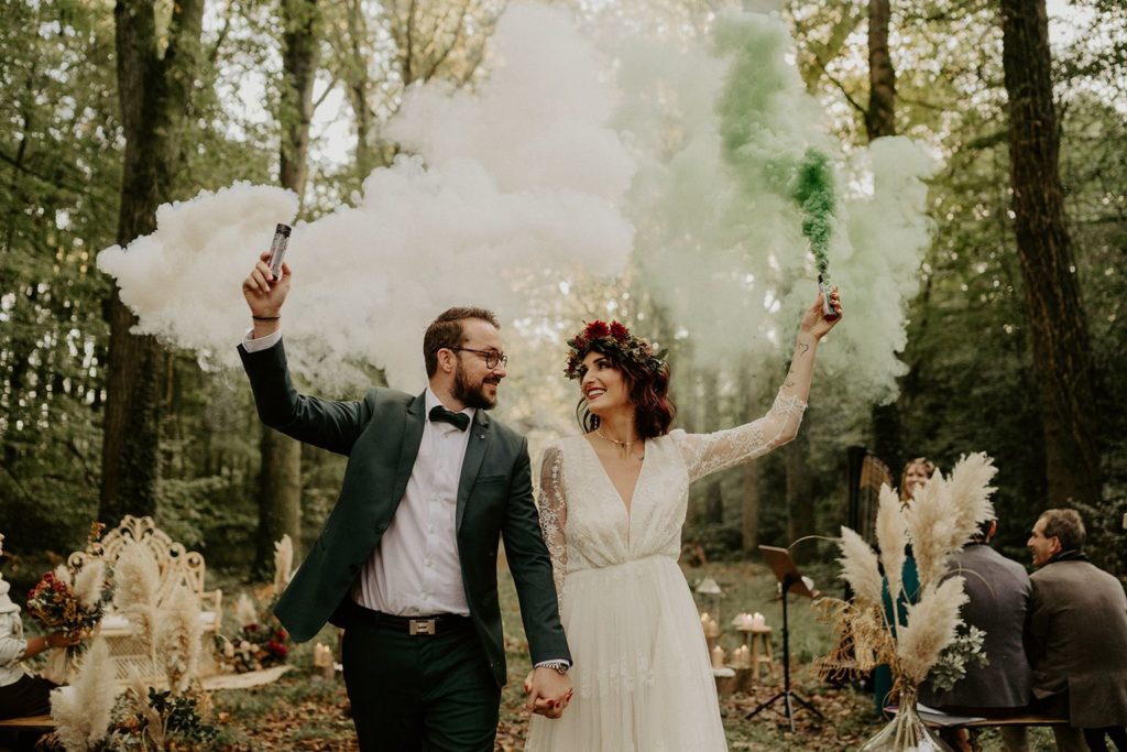 mariage elopement foret automne