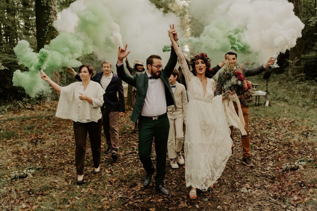 mariage elopement foret automne