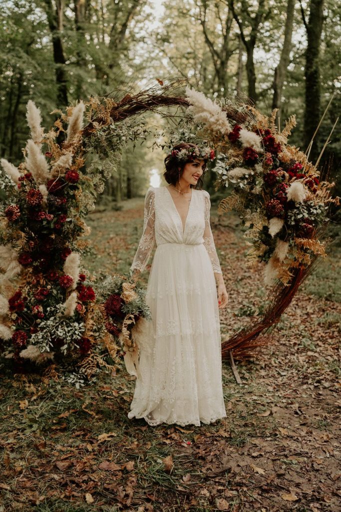 mariage elopement foret automne