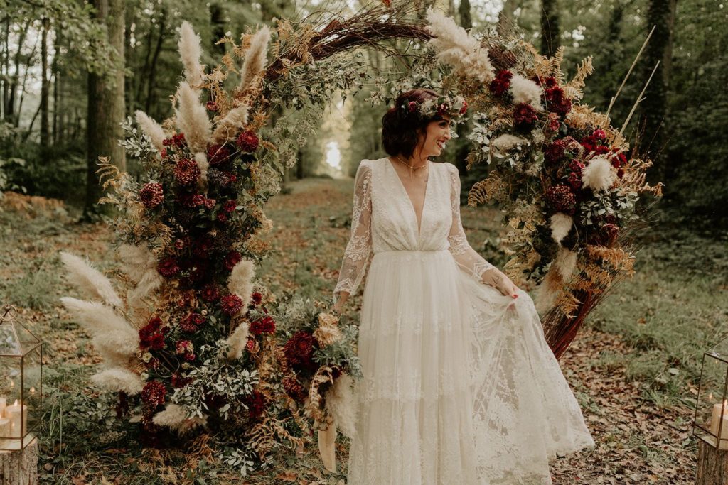 mariage elopement foret automne