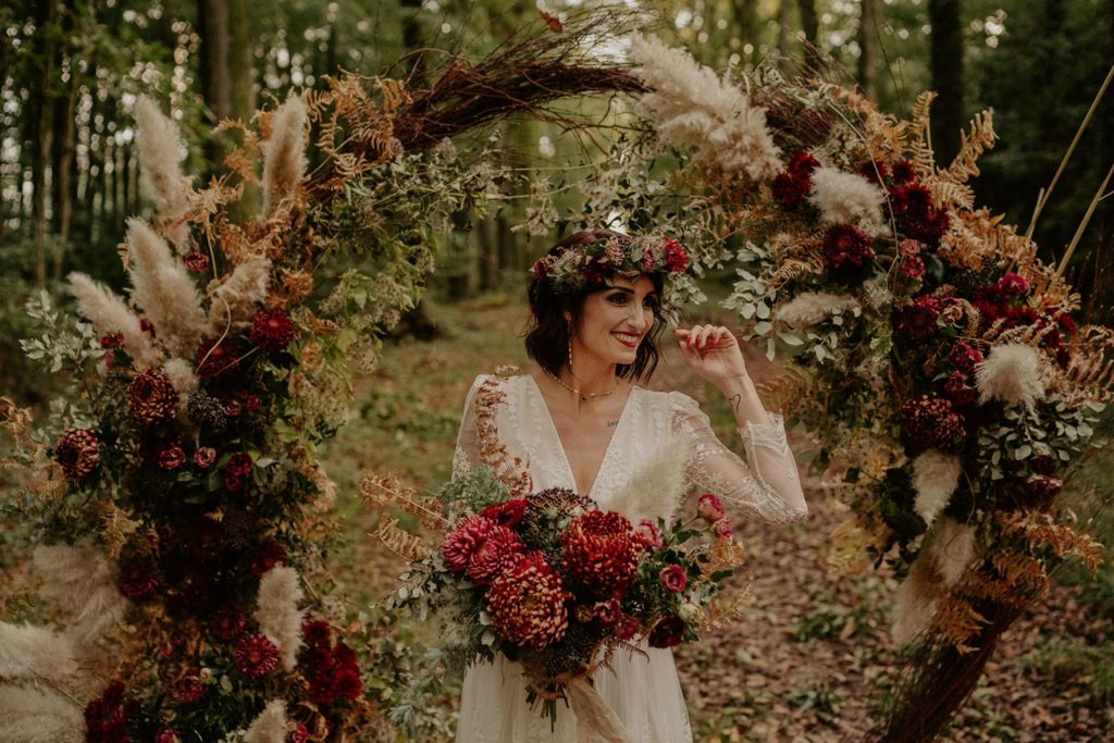 mariage elopement foret automne