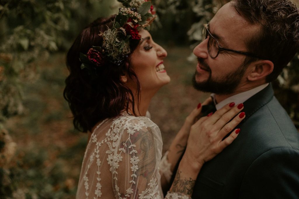 mariage elopement foret automne