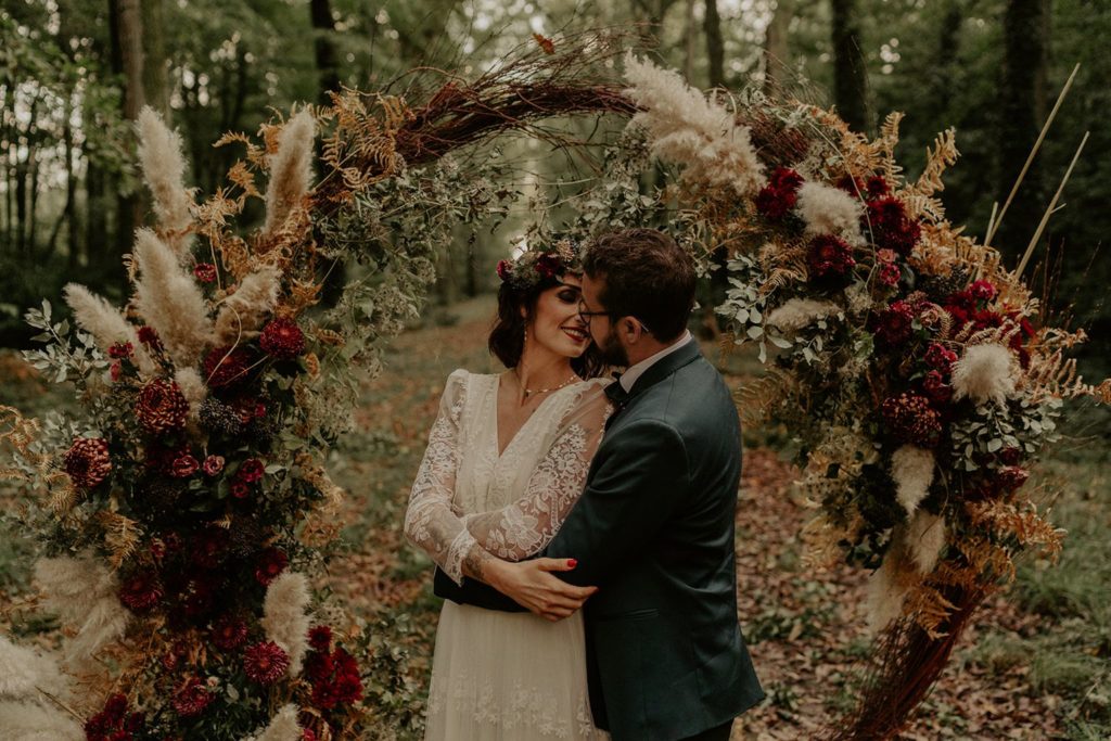 mariage elopement foret automne