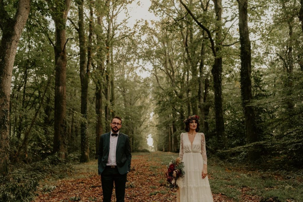 mariage elopement foret automne