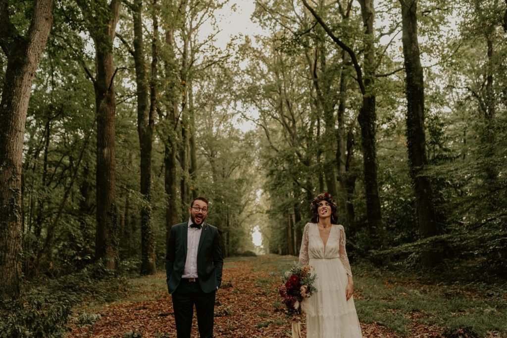 mariage elopement foret automne