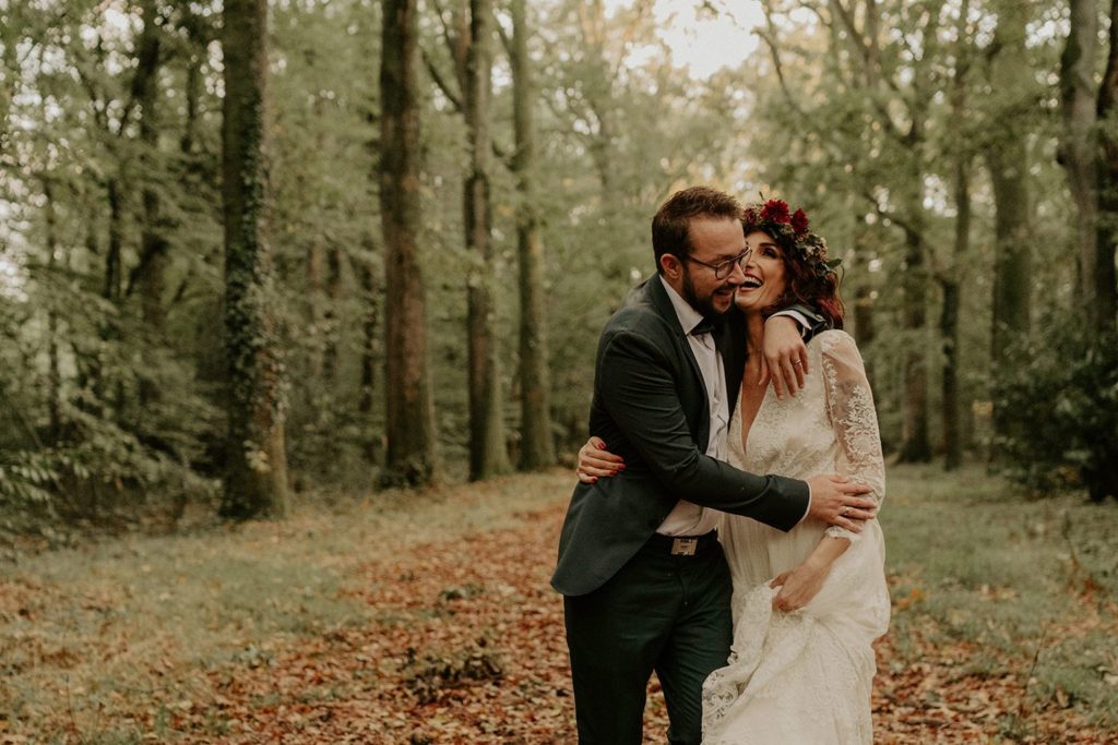 mariage elopement foret automne