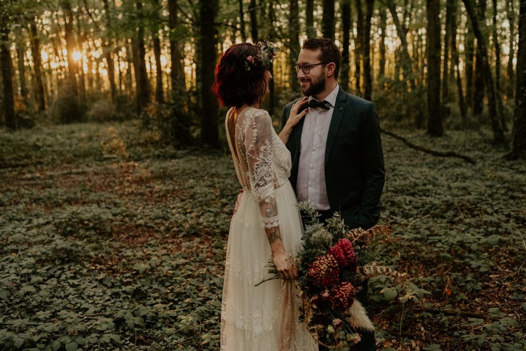 mariage elopement foret automne
