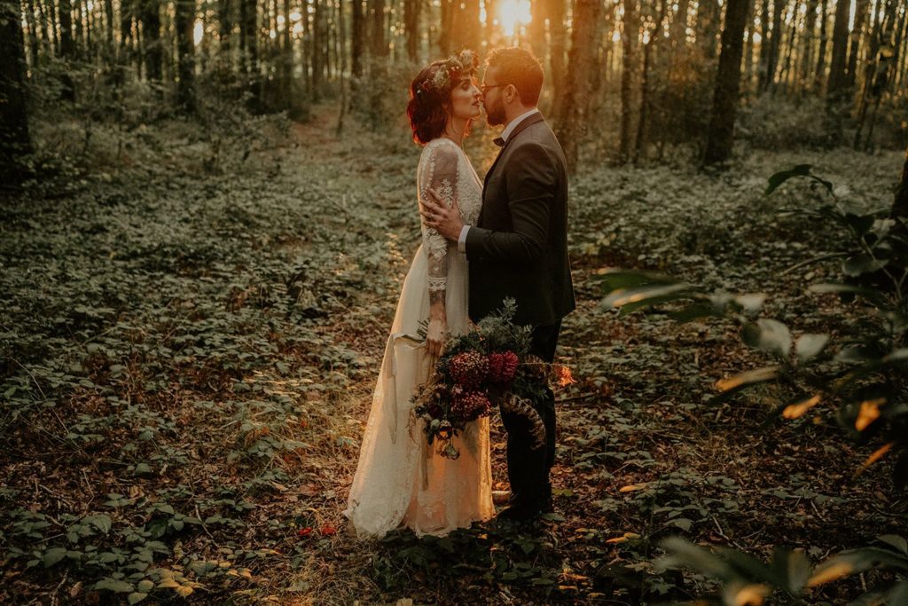 mariage elopement foret automne