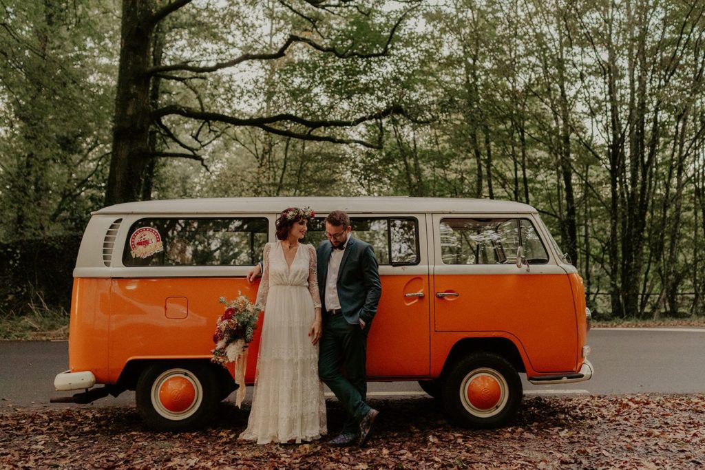 mariage elopement foret automne