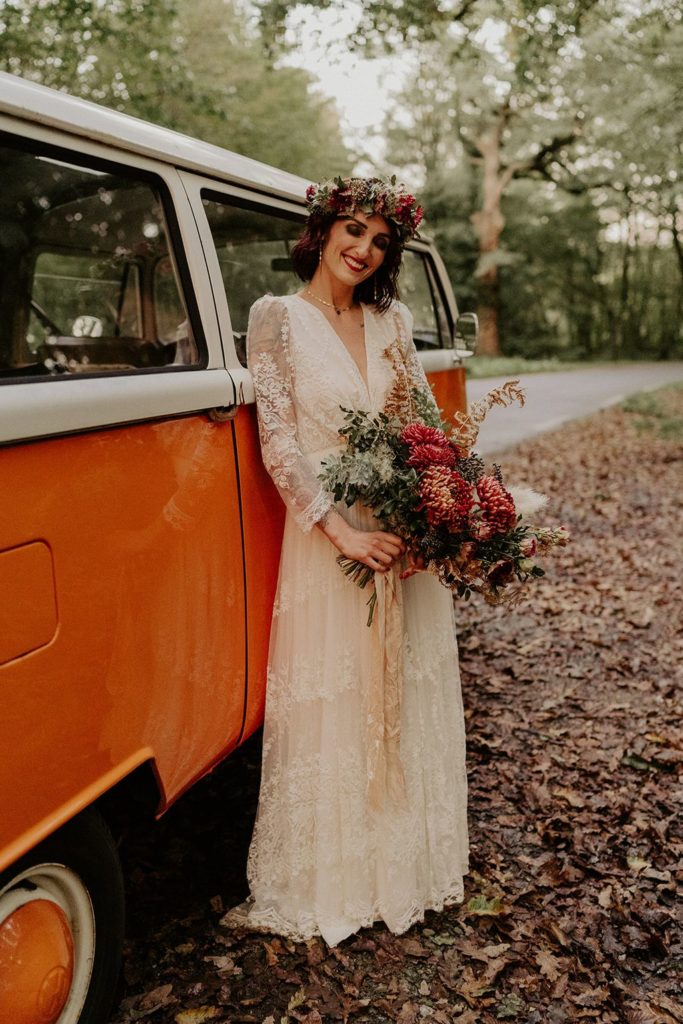 mariage elopement foret automne