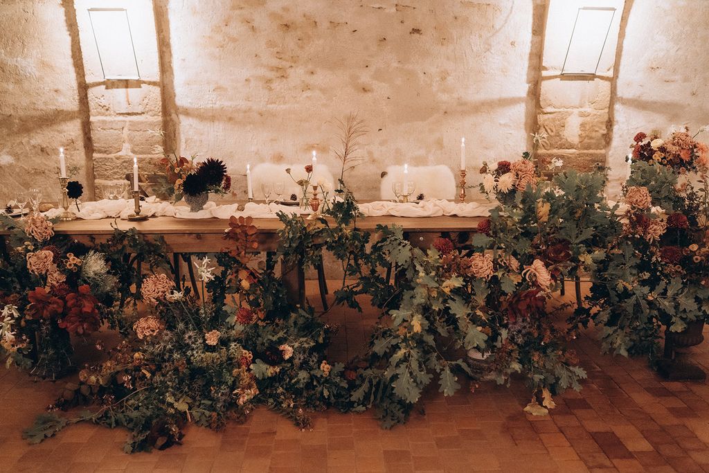 decor table honneur fleur mariage automne