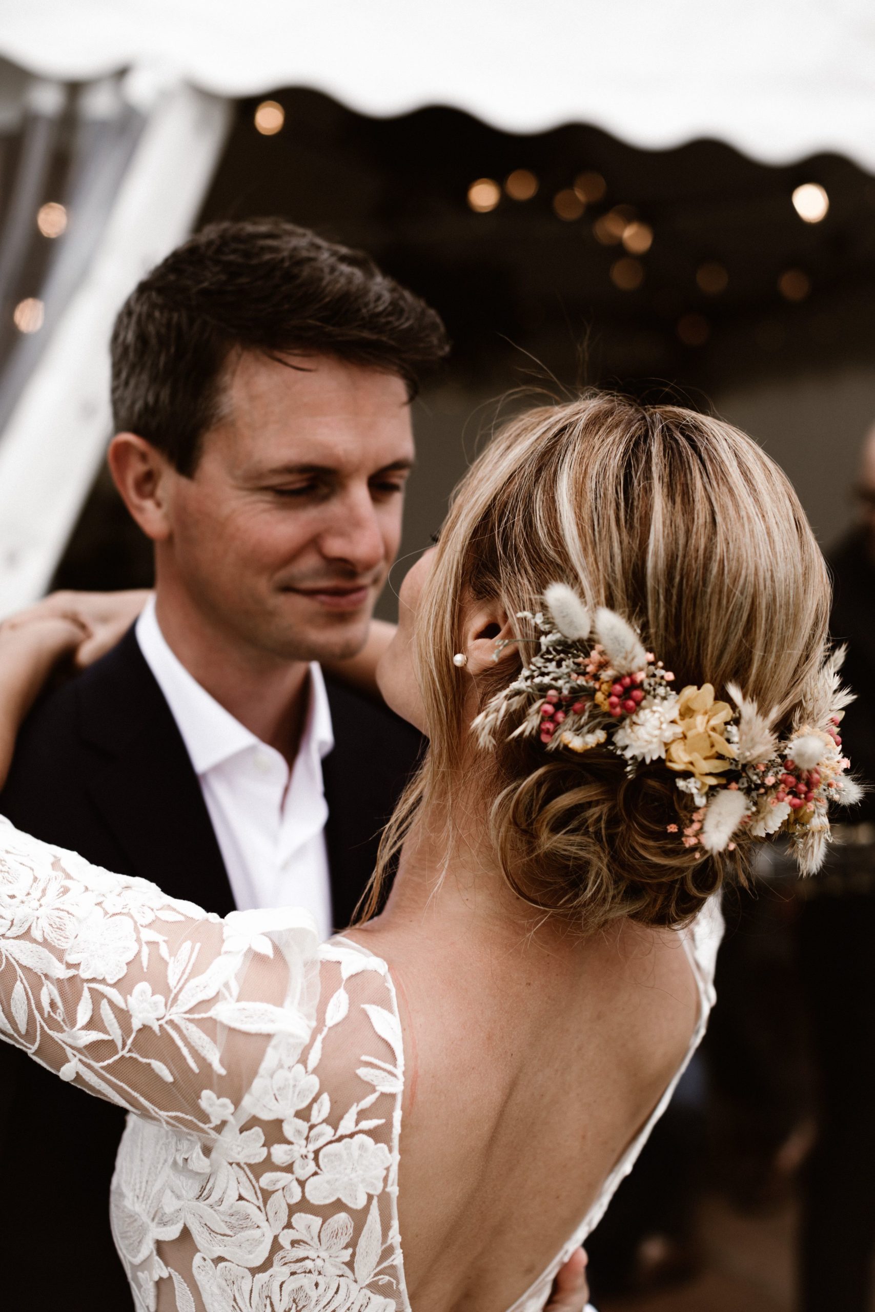 double peigne fleurs sechees accessoire mariage