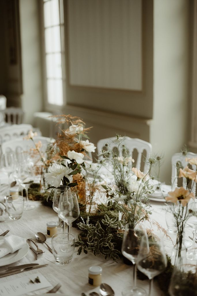 centre de table feuillages cuivre