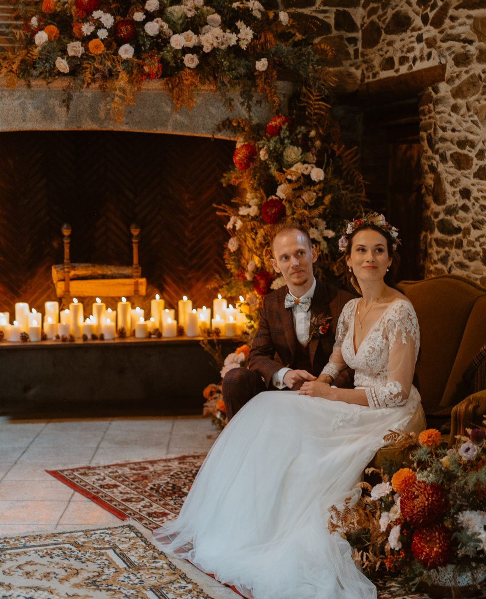 fleuriste mariage nantes ecoresponsable automne cheminée